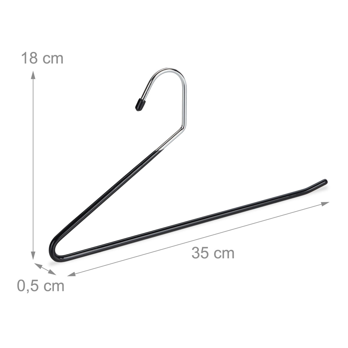 Set of black trouser hangers with non-slip protection