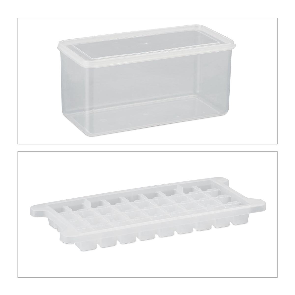 Set of ice cube molds with box and lid