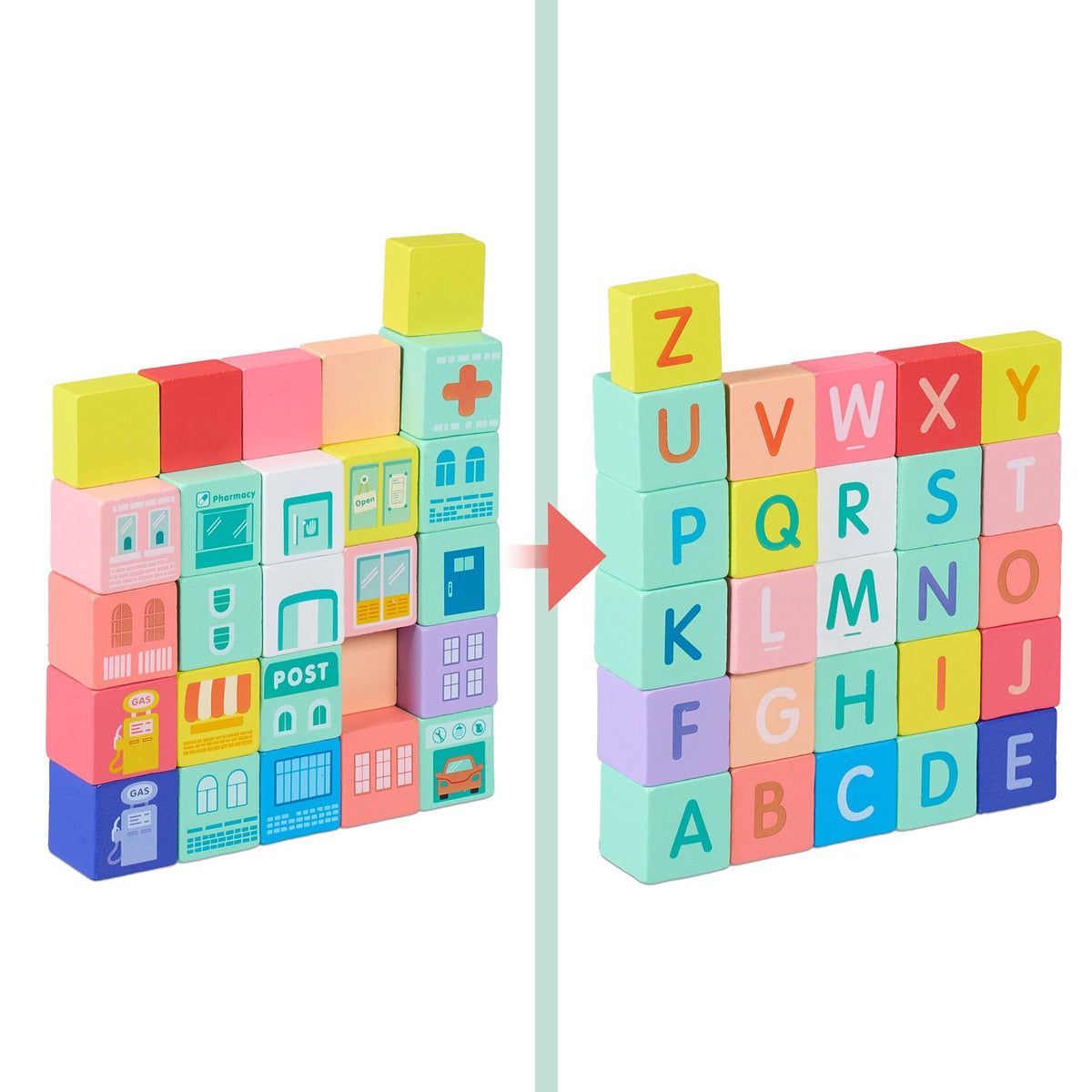 Set of wooden building blocks City