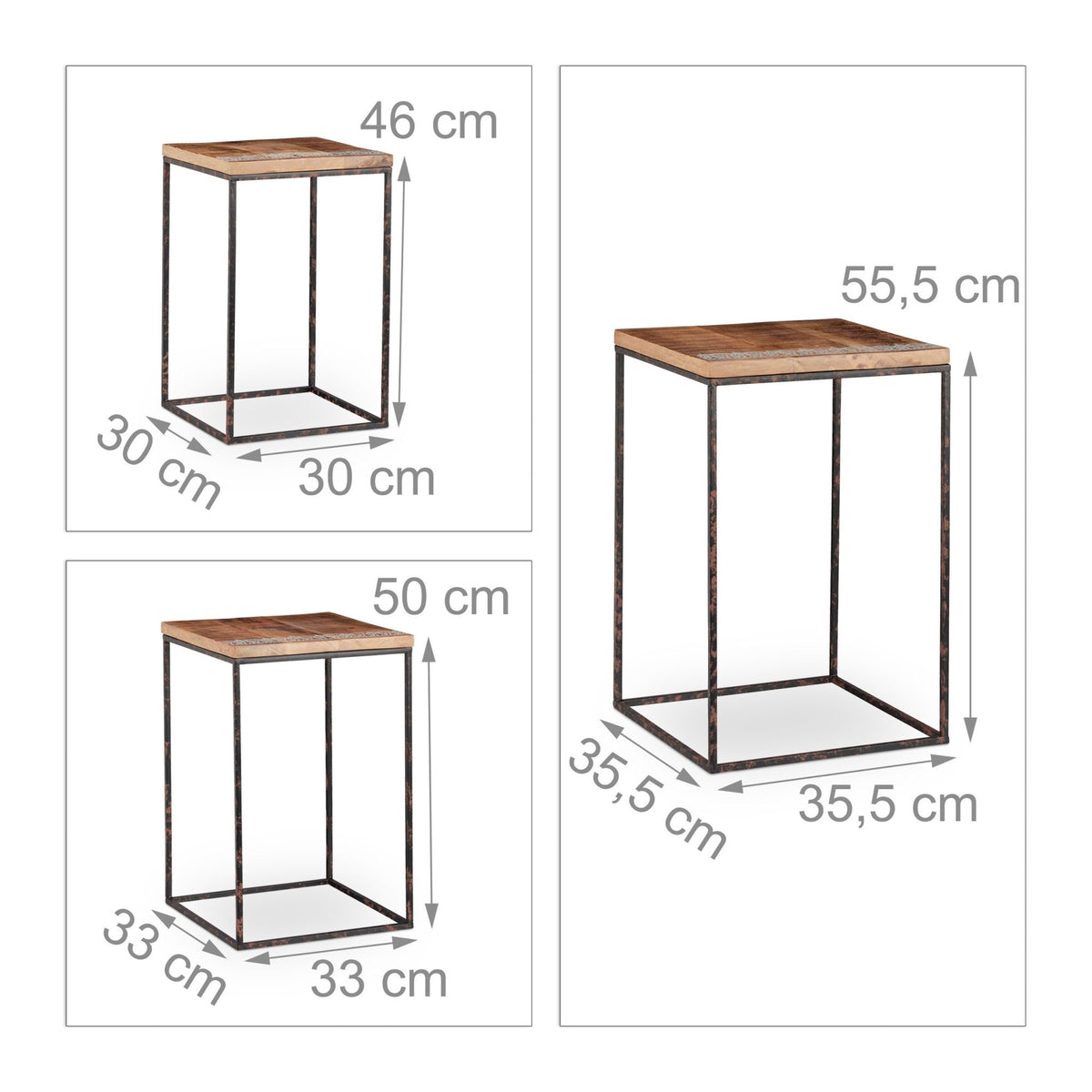 Set table set of 3 mango wood