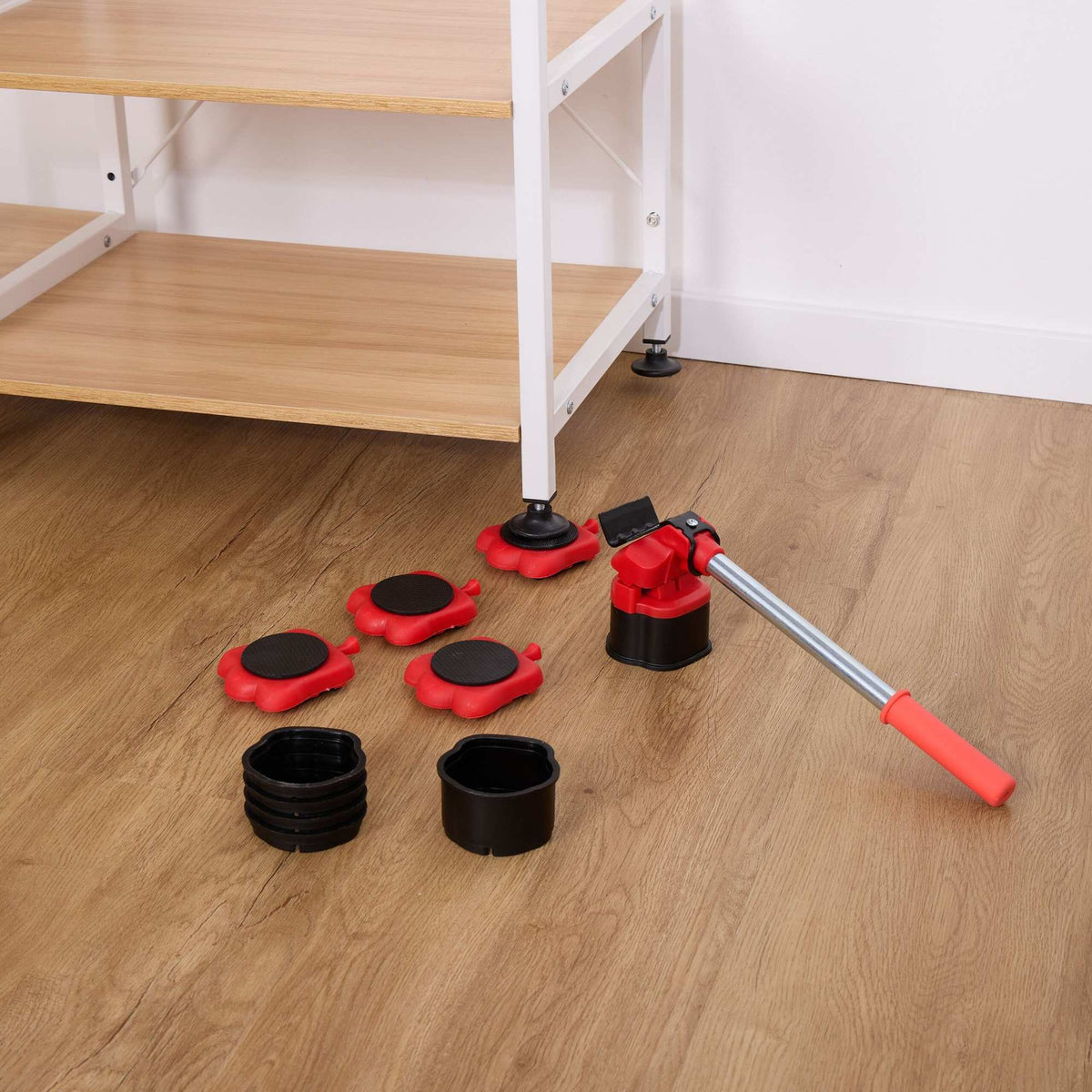 Set with furniture lifter and furniture trolley