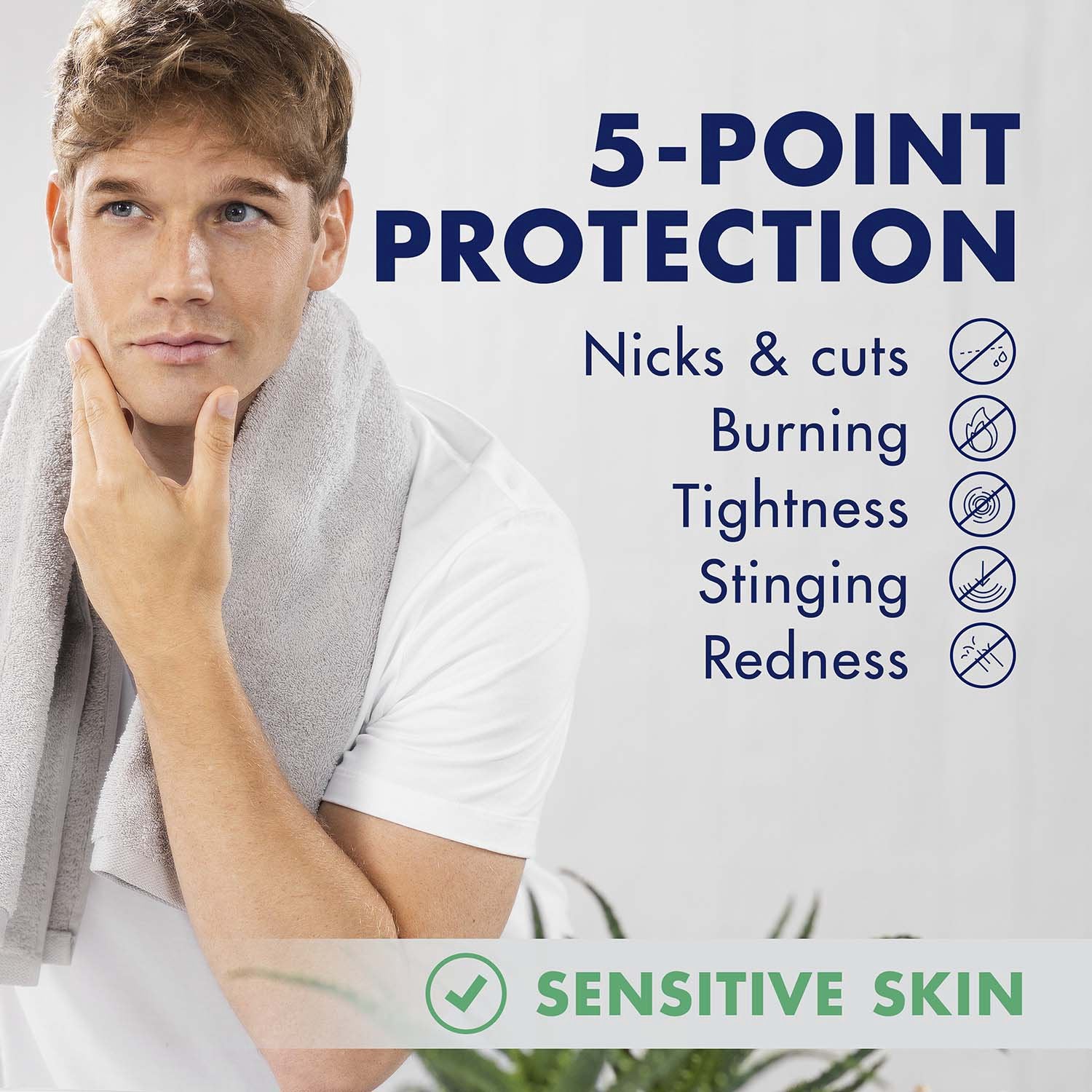 Shaving Foam for Sensitive Skin, Aloe Vera, 250ml
