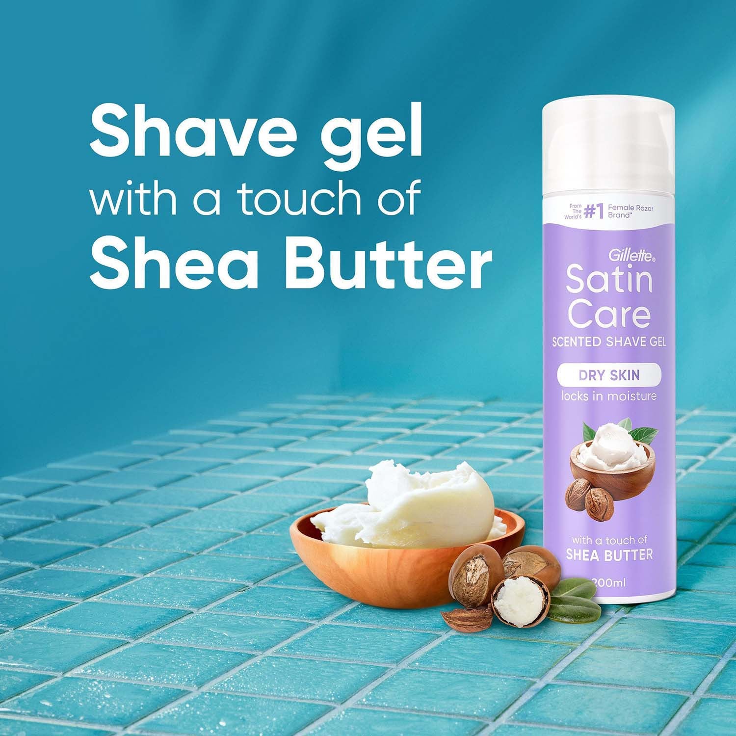 Shaving Gel for Women, Shea Butter, Dry Skin, 200ml