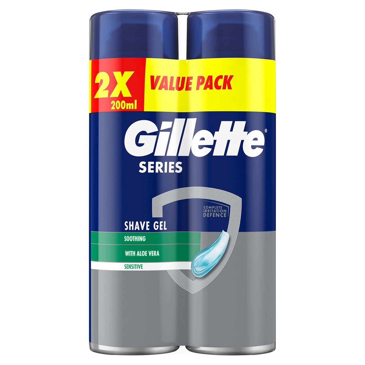 Shaving Gel with Aloe Vera, Soothing, 2x200ml