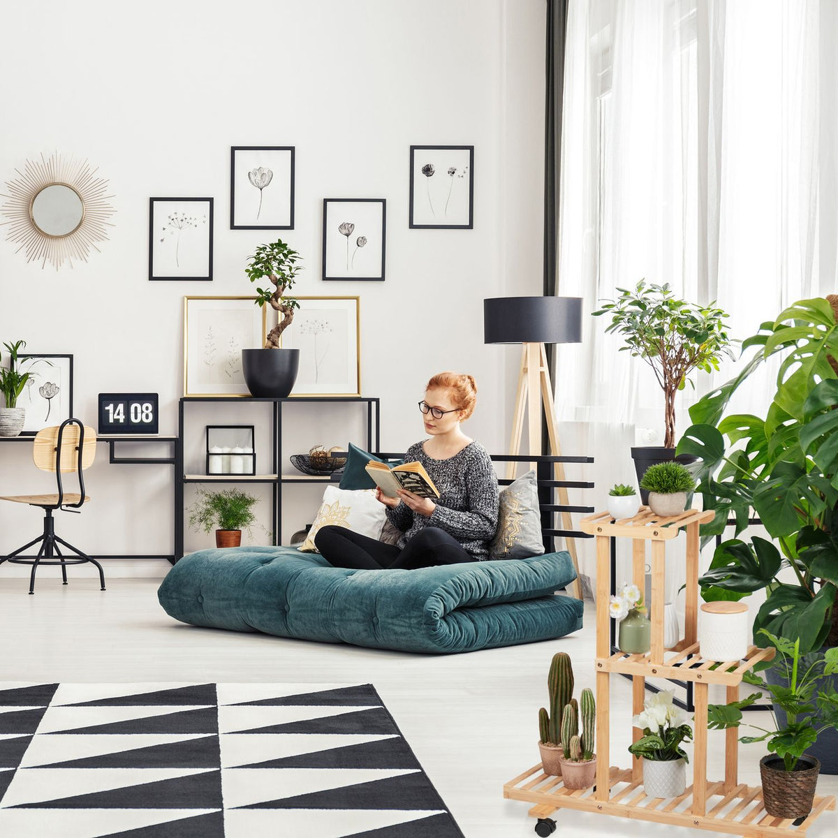 Shelf for plants in bamboo