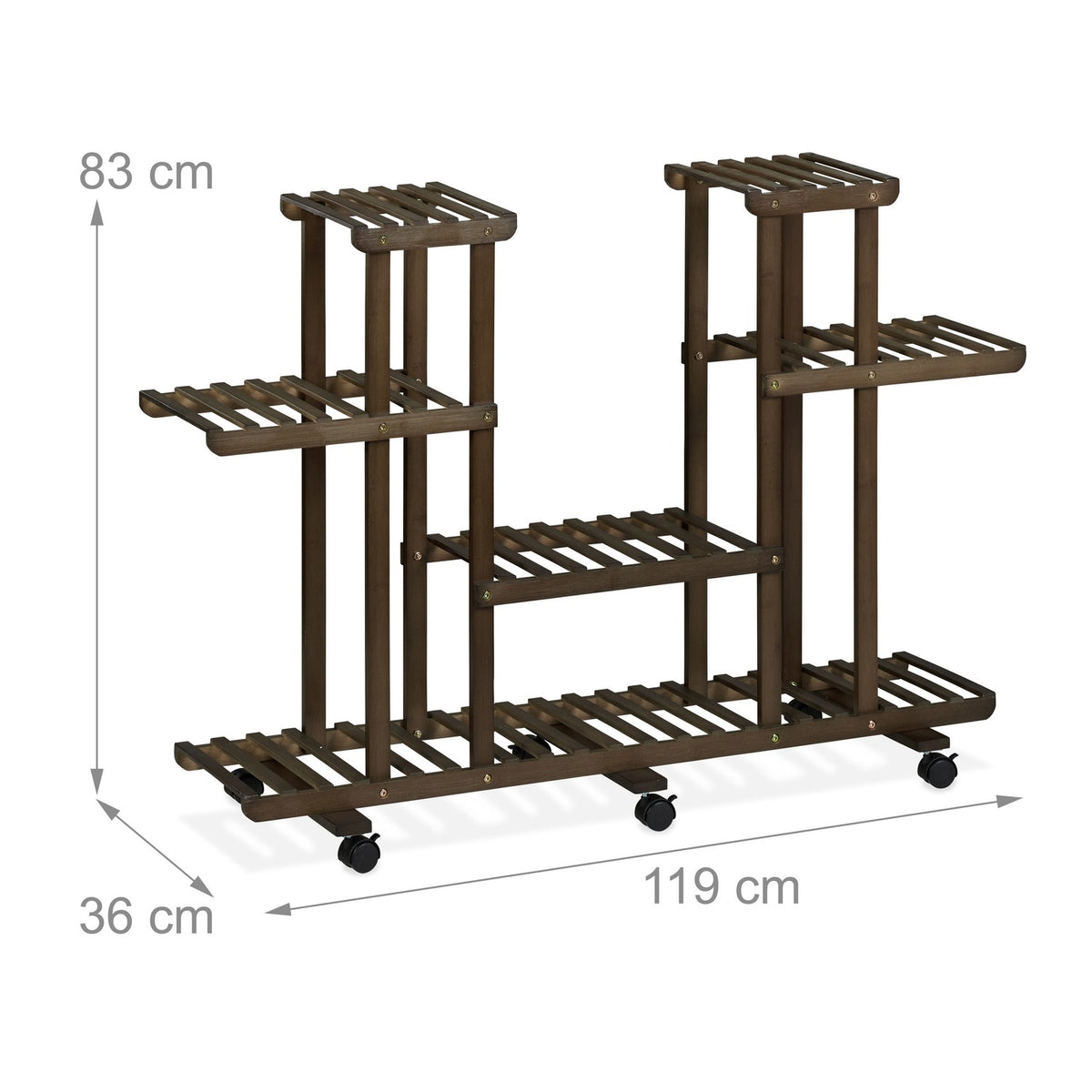 Shelf for plants in brown bamboo 6 shelves