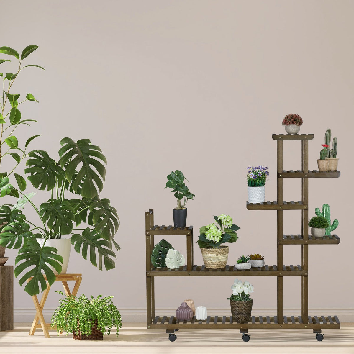 Shelf for plants in brown bamboo 7 shelves