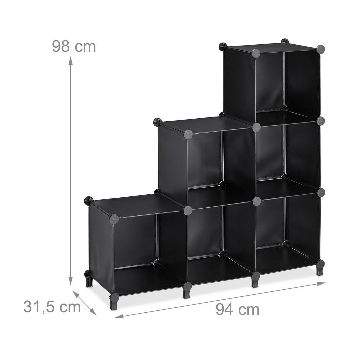 Shelf system with 6 cubes
