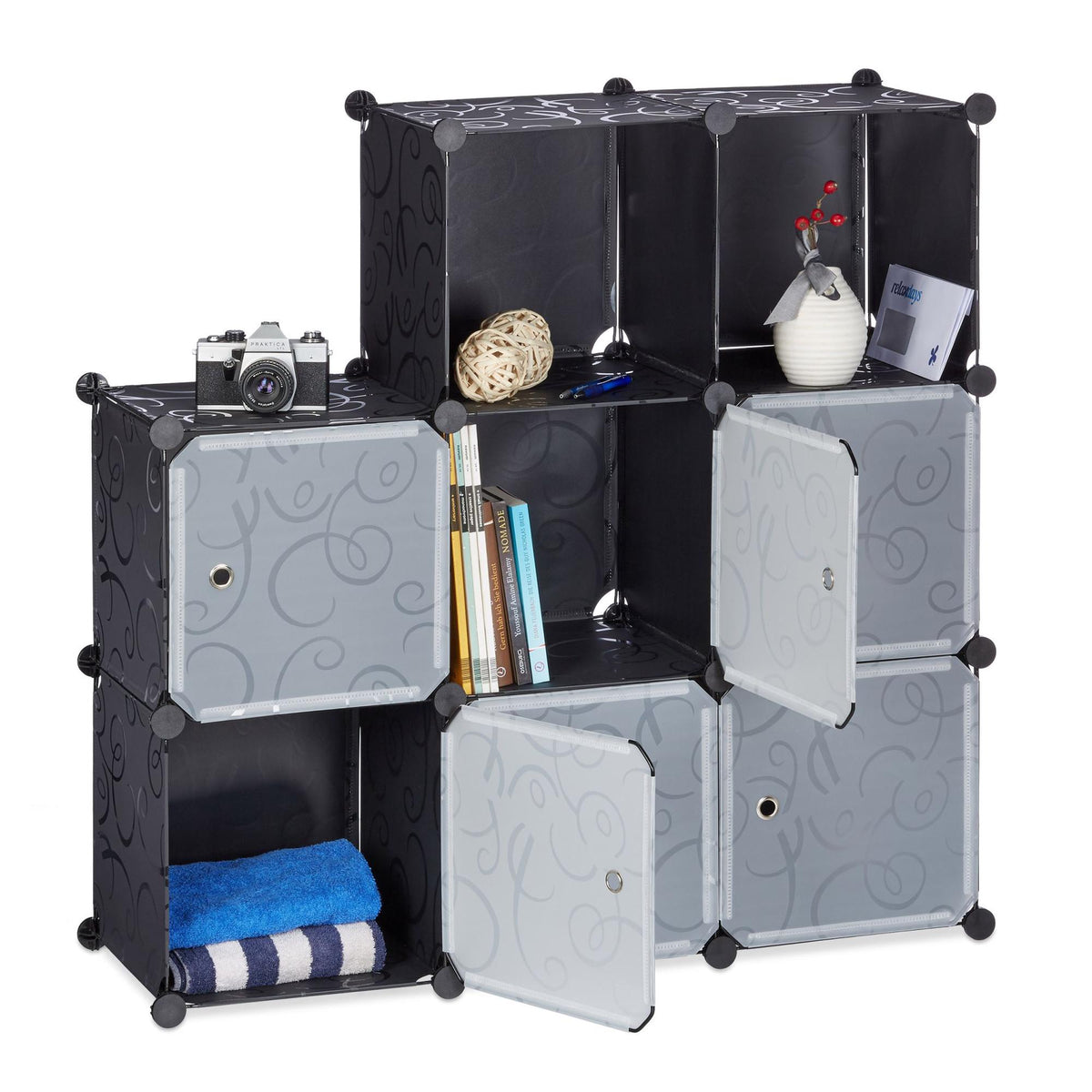 Shelving system with doors
