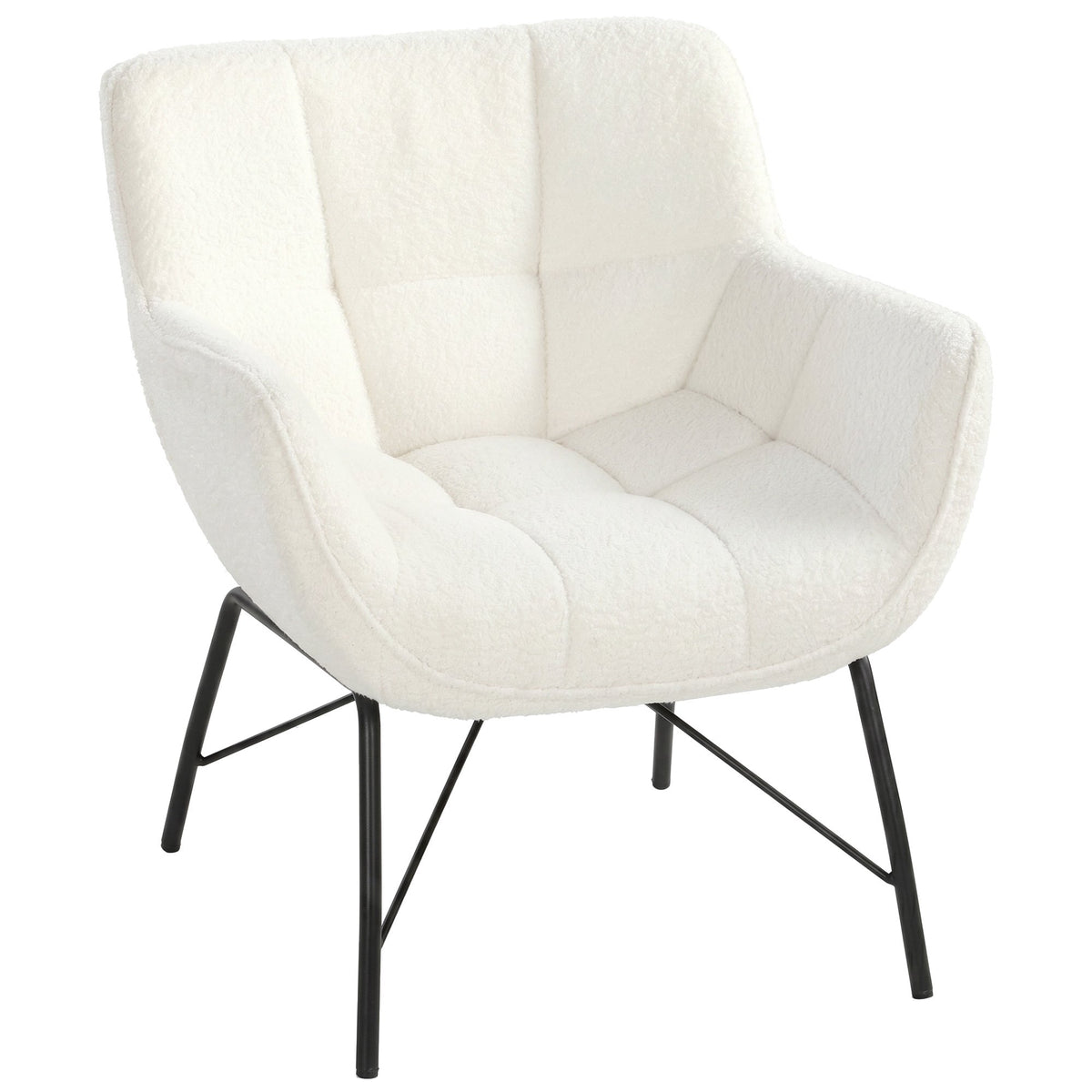 Sherpa Fleece Lounge Chair, Curved Back, Metal Legs