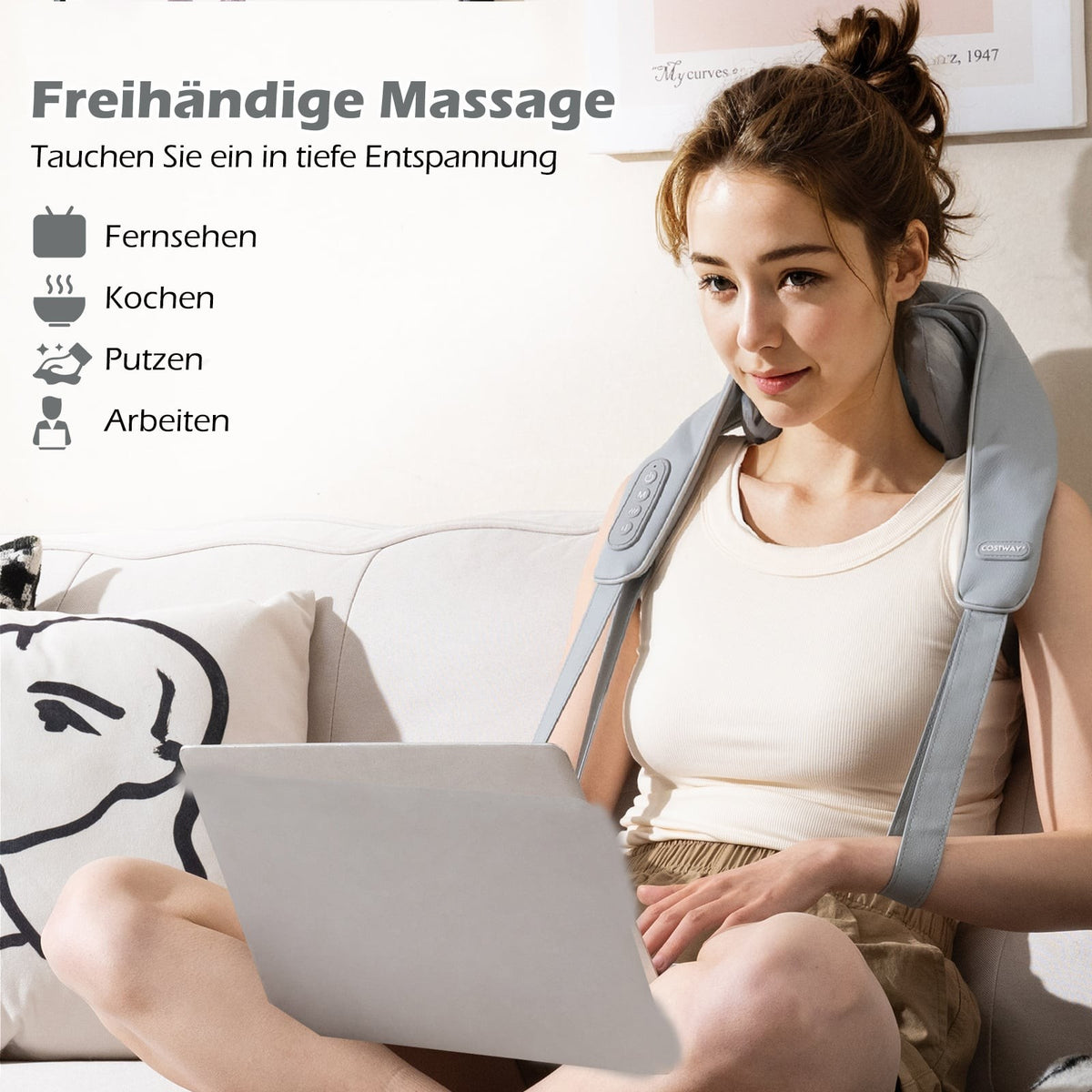 Shiatsu Neck and Shoulder Massager, 4D Deep Tissue, Wireless