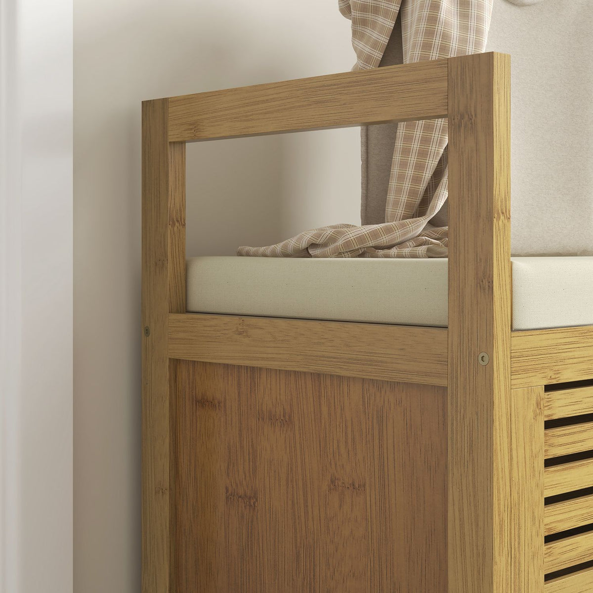 Shoe Bench, Bench With Folding Lid, Cloakroom Bench, Shoe Rack, Shoe Storage For Hallway, Bamboo, Natural, 100 X 40 X 60 Cm