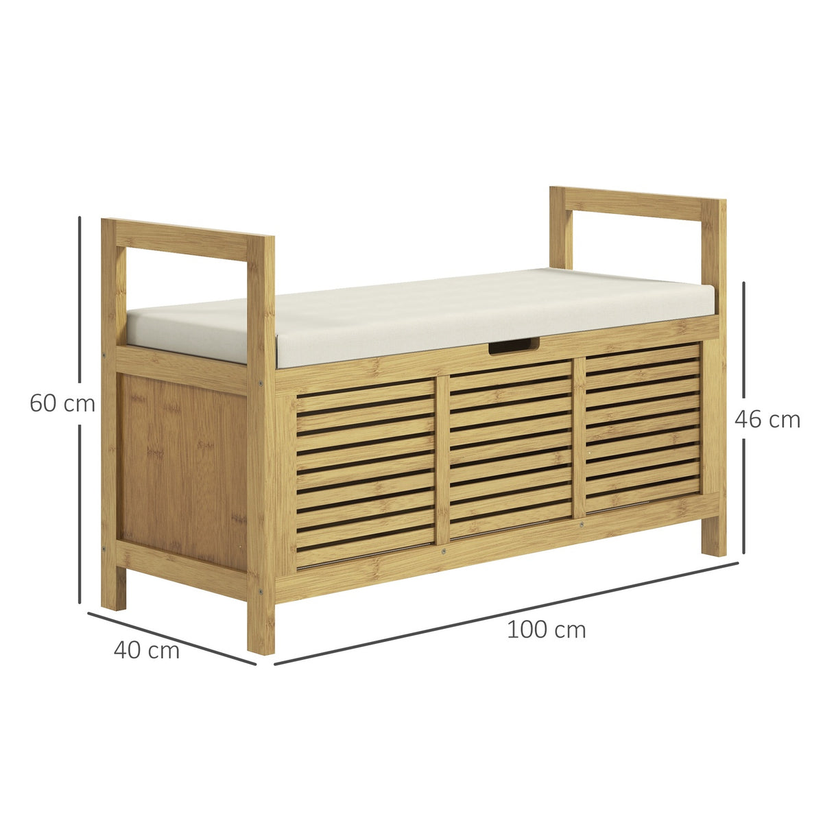 Shoe Bench, Bench With Folding Lid, Cloakroom Bench, Shoe Rack, Shoe Storage For Hallway, Bamboo, Natural, 100 X 40 X 60 Cm