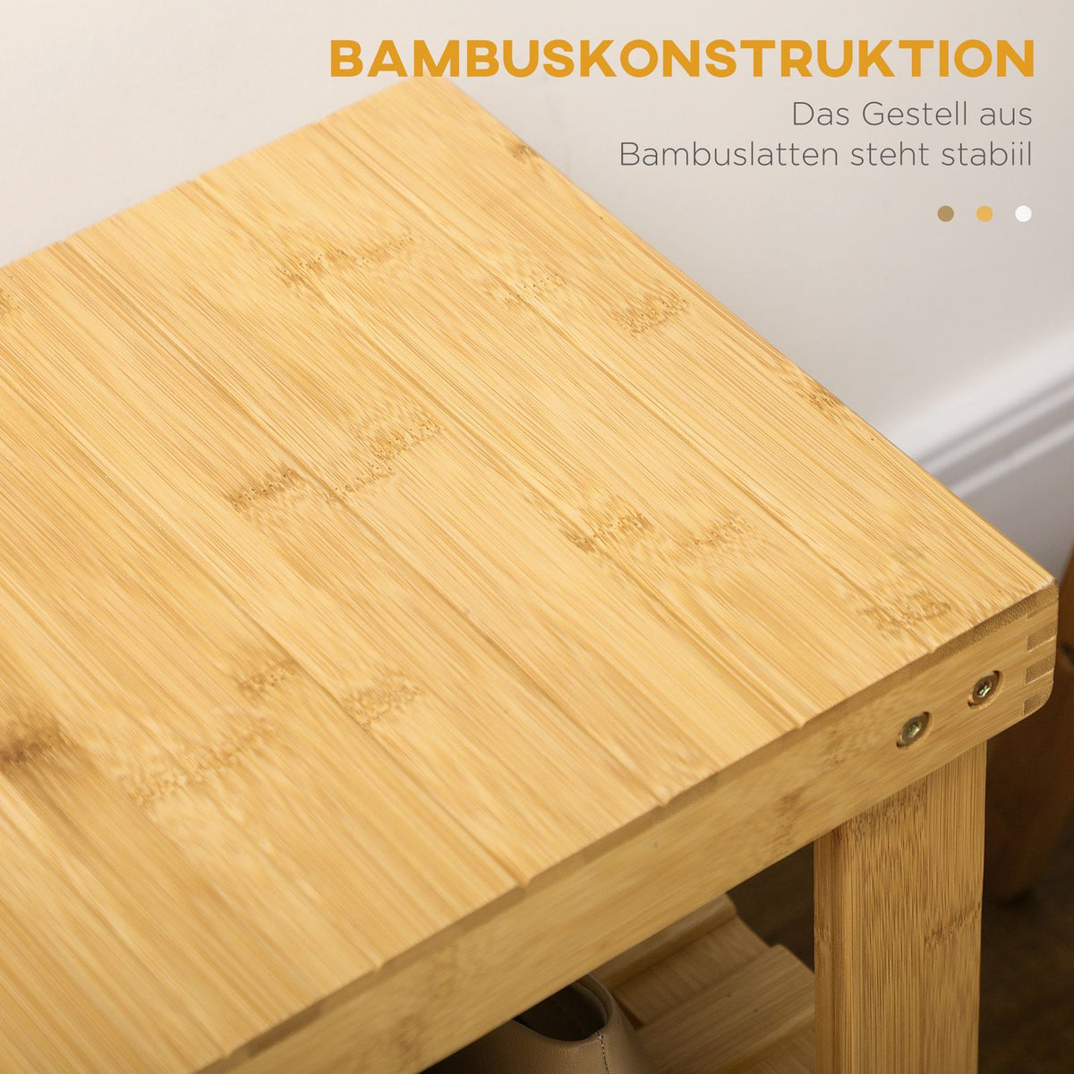 Shoe Bench, Shoe Rack With 3 Levels, Bamboo Bench, Wardrobe Bench For 6 Pairs Of Shoes, Shoe Storage, Natural, 70 X 28 X 45 Cm