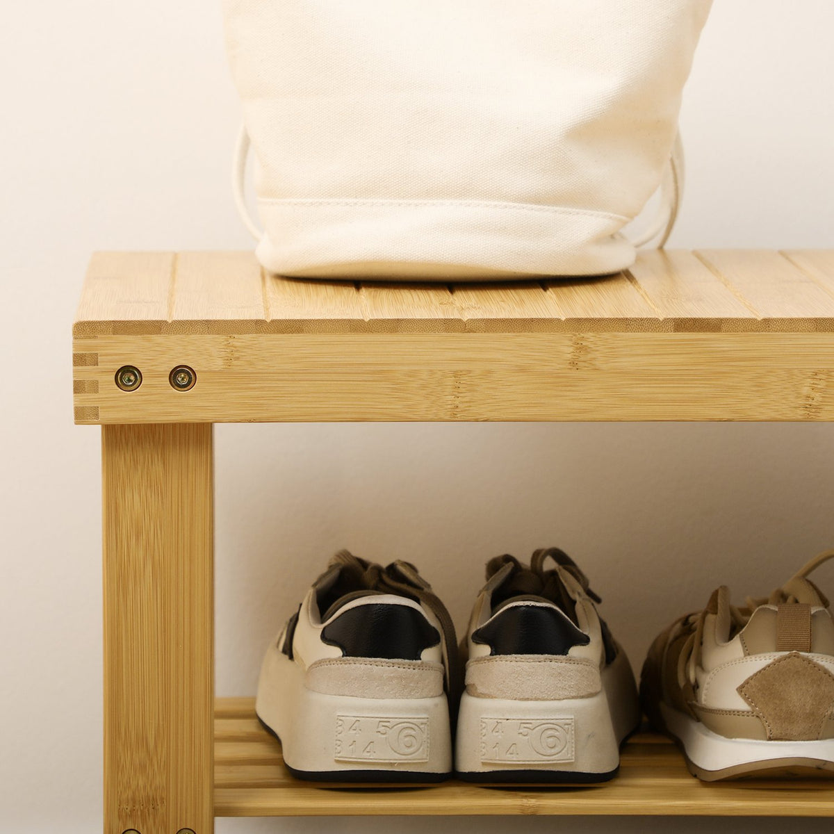 Shoe Bench, Shoe Rack With 3 Levels, Bamboo Bench, Wardrobe Bench For 6 Pairs Of Shoes, Shoe Storage, Natural, 70 X 28 X 45 Cm