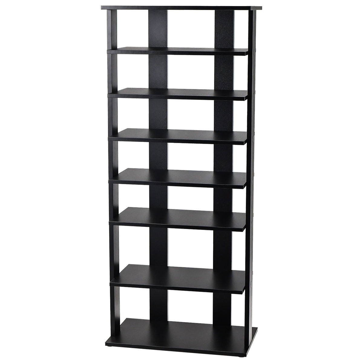 Shoe Cabinet, 7-Tier Double-Row, Removable Shelves, Black