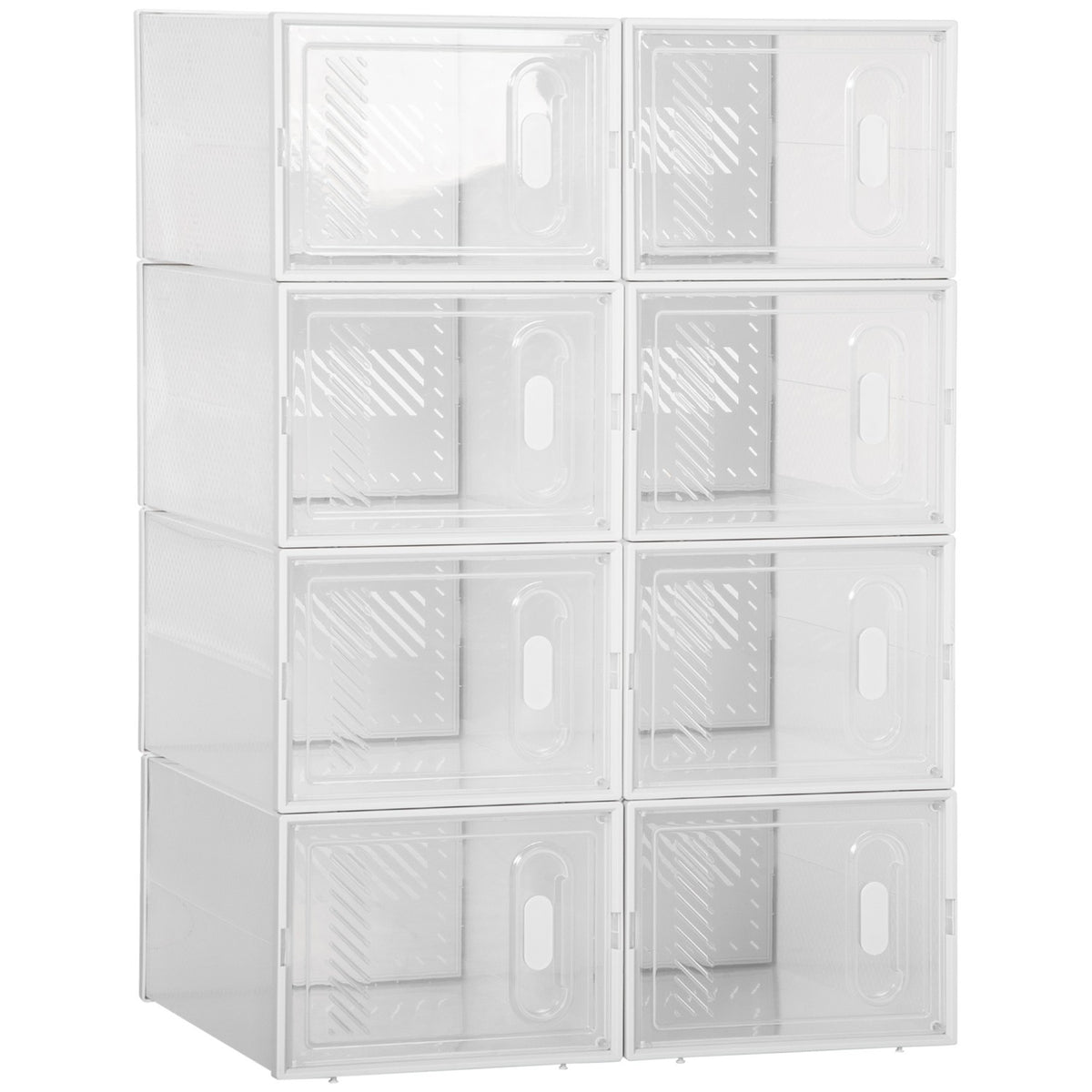 Shoe Cabinet Diy Plug-In Shelf With 8 Compartments, Rectangular Shoe Rack, Plastic, Transparent, 25X35X19Cm