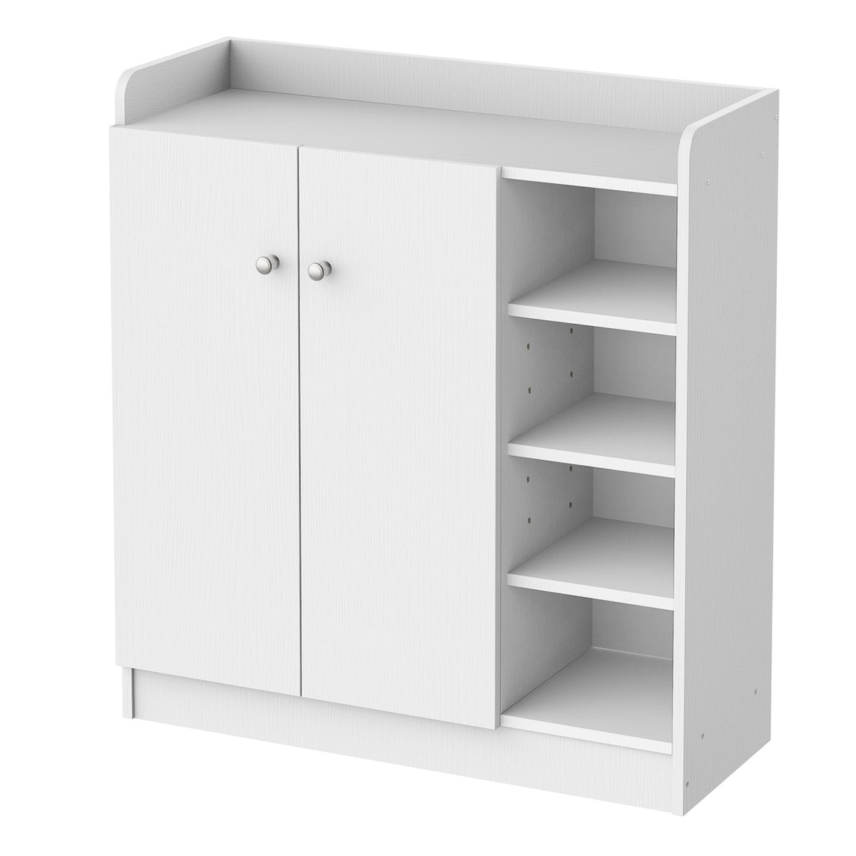 Shoe Cabinet Shoe Rack Chest Of Drawers With 2 Doors, 4 Compartments, For Hallway, White, 83X30X90Cm