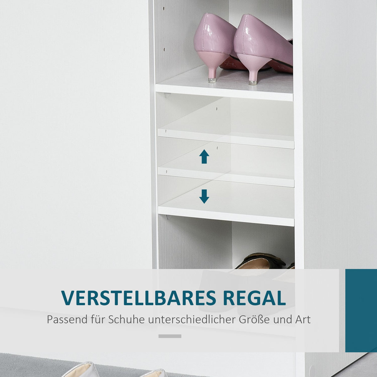 Shoe Cabinet Shoe Rack Chest Of Drawers With 2 Doors, 4 Compartments, For Hallway, White, 83X30X90Cm