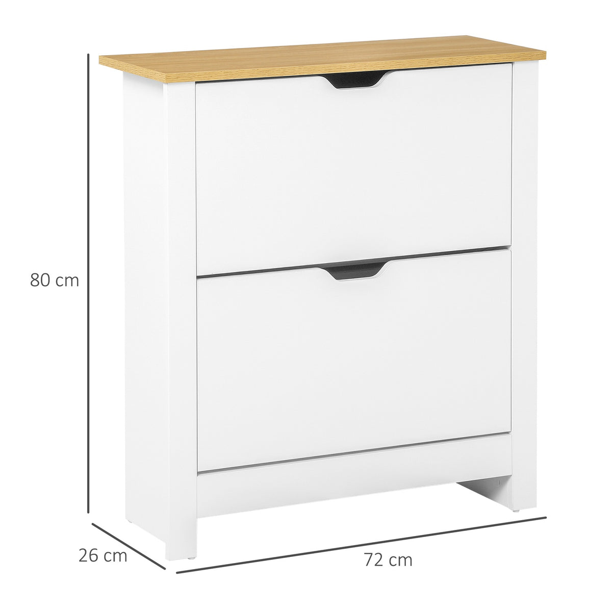 Shoe Cabinet, Space-Saving Shoe Tipper With 2 Flaps For 12 Pairs Of Shoes, Shoe Rack For Hallway, White + Natural