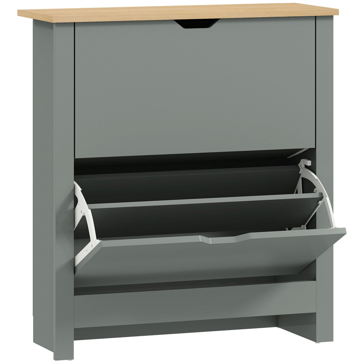 Shoe Cabinet With 2 Flip Compartments, 72 x 26 x 80 cm; Light Grey