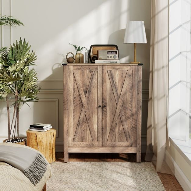 Shoe Cabinet With Doors, 6-Tier Adjustable Shelves