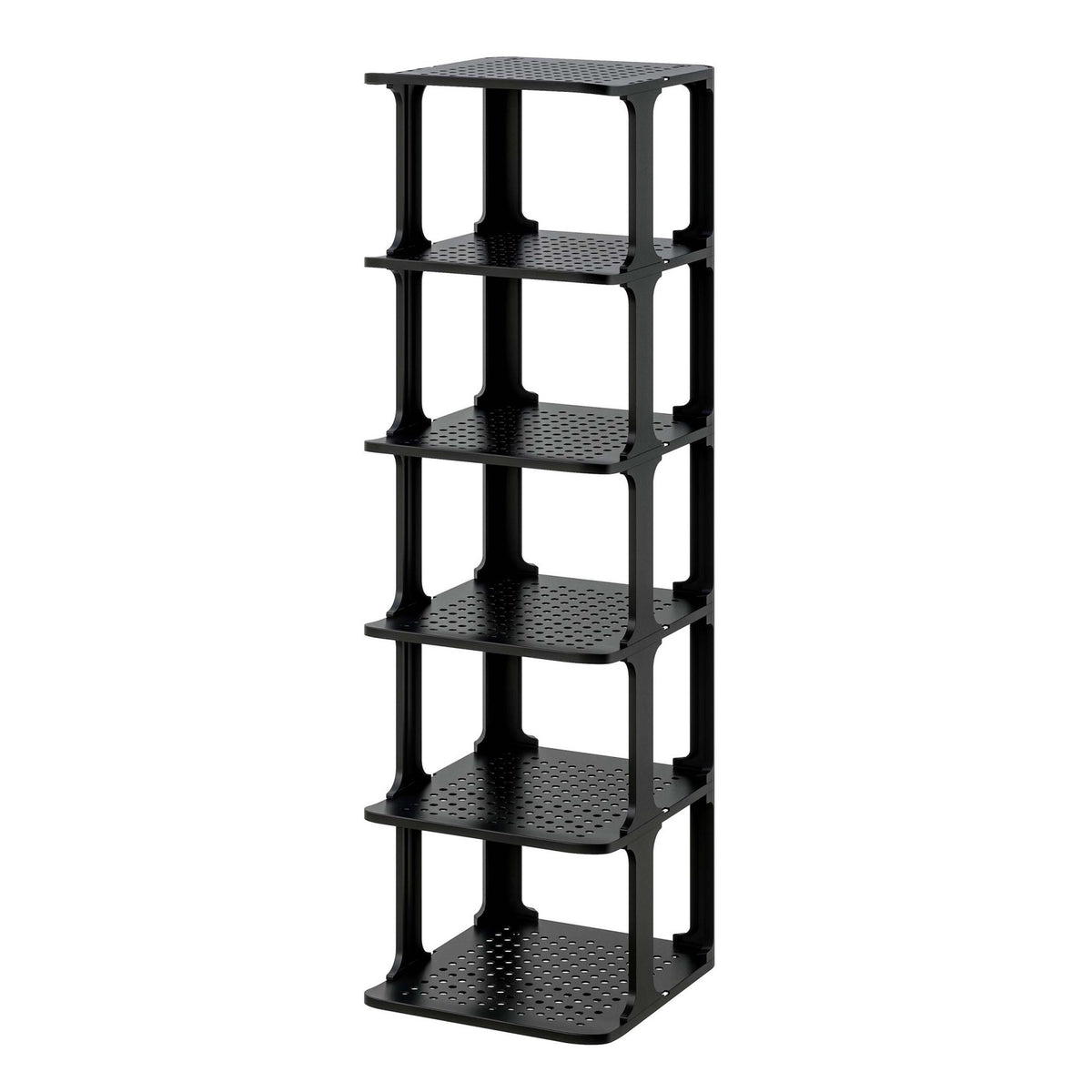 Shoe Organizer Rack, Black, Space-Saving, Pack of 6