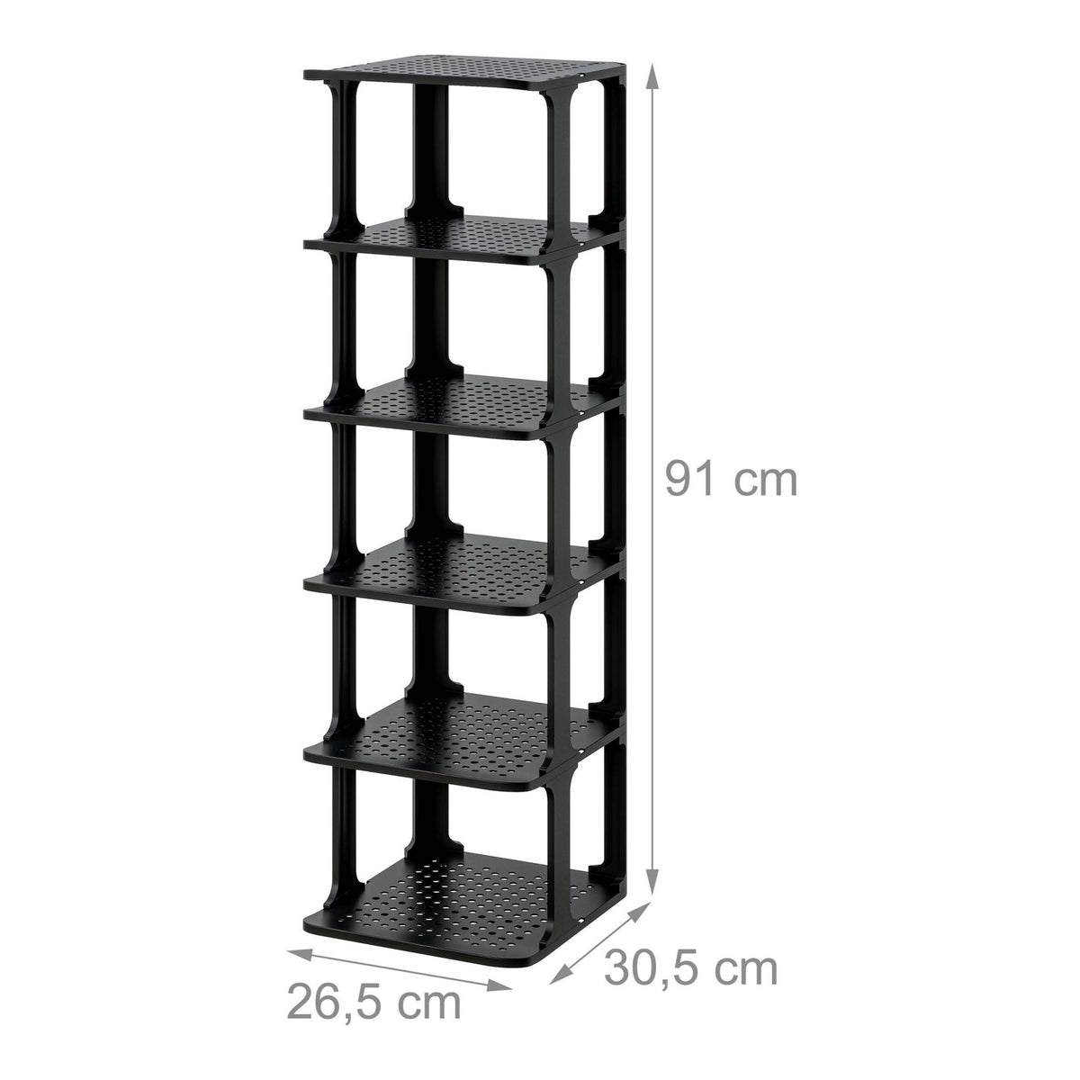 Shoe Organizer Rack, Black, Space-Saving, Pack of 6