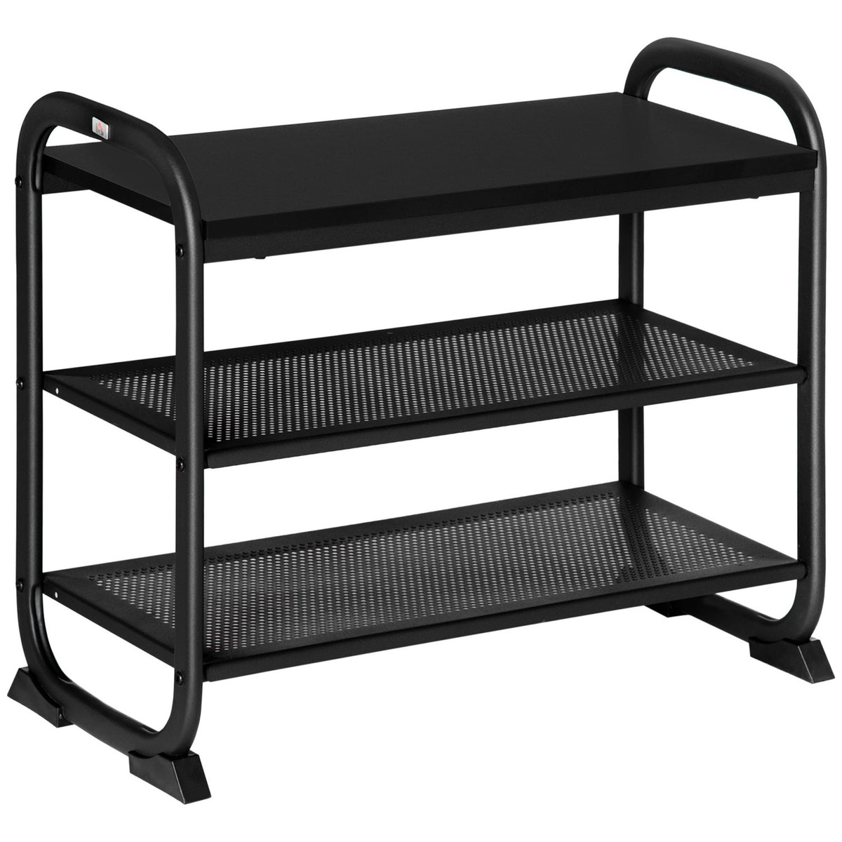 Shoe Rack In Industrial Style 2-Tier Shoe Bench With 2 Shelves, For 6 Pairs Of Shoes, Steel, Black, 62X30X52Cm