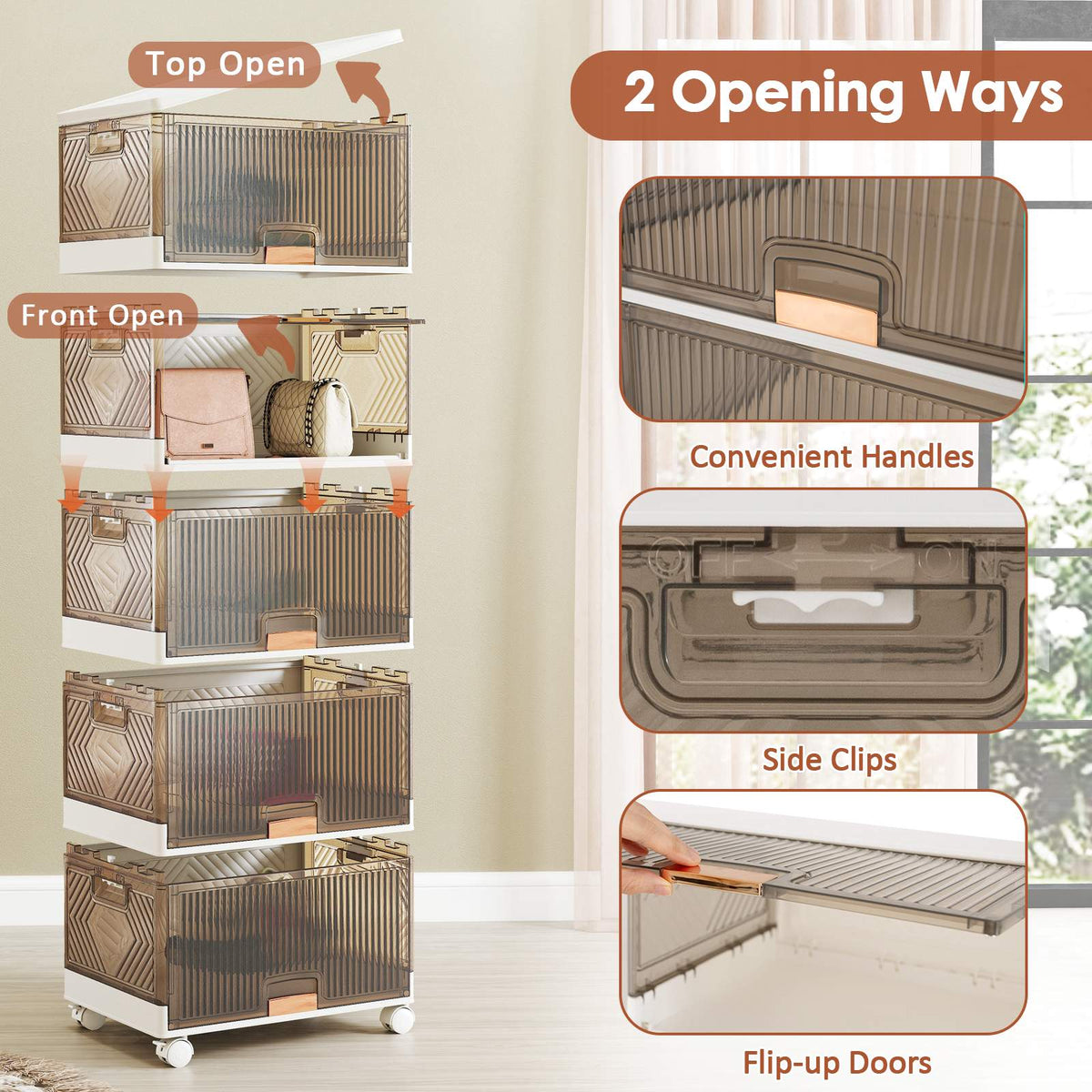 Shoe Rack Organizer, Foldable 6-Tier, Clear Doors, Wheels