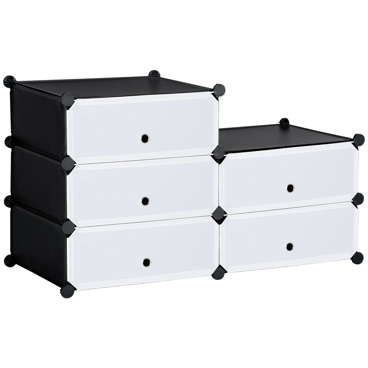 Shoe Rack Plastic Shelf for 6 Pairs of Shoes Shoe Box for Hallway DIY Shelf Storage of Shoes Black + White 49 x 36.5 x 108 cm