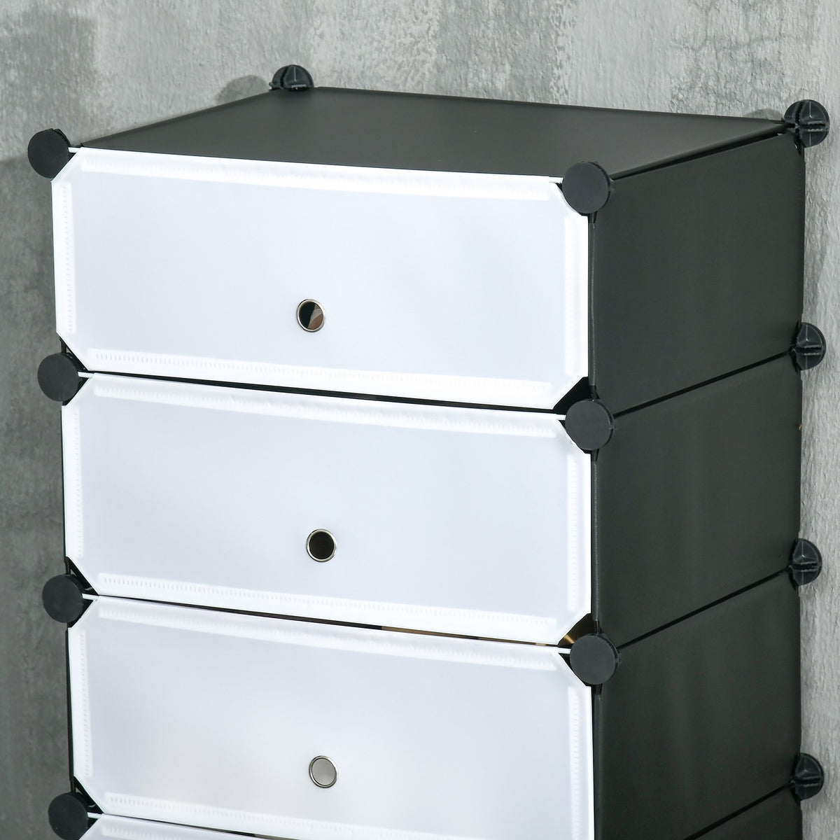 Shoe Rack Plastic Shelf for 6 Pairs of Shoes Shoe Box for Hallway DIY Shelf Storage of Shoes Black + White 49 x 36.5 x 108 cm