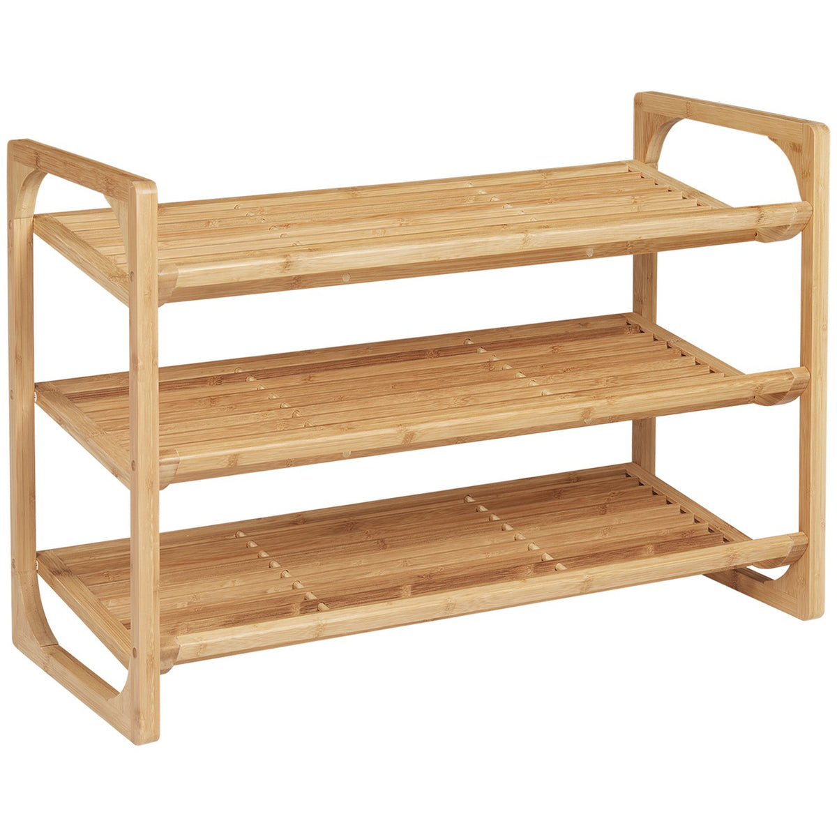 Shoe Rack Shoe Rack Shoe Stand With 3 Levels And Handle For Max. 9 Pairs Of Shoes Shoe Organizer Bamboo 76 X 33 X 51 Cm Natural