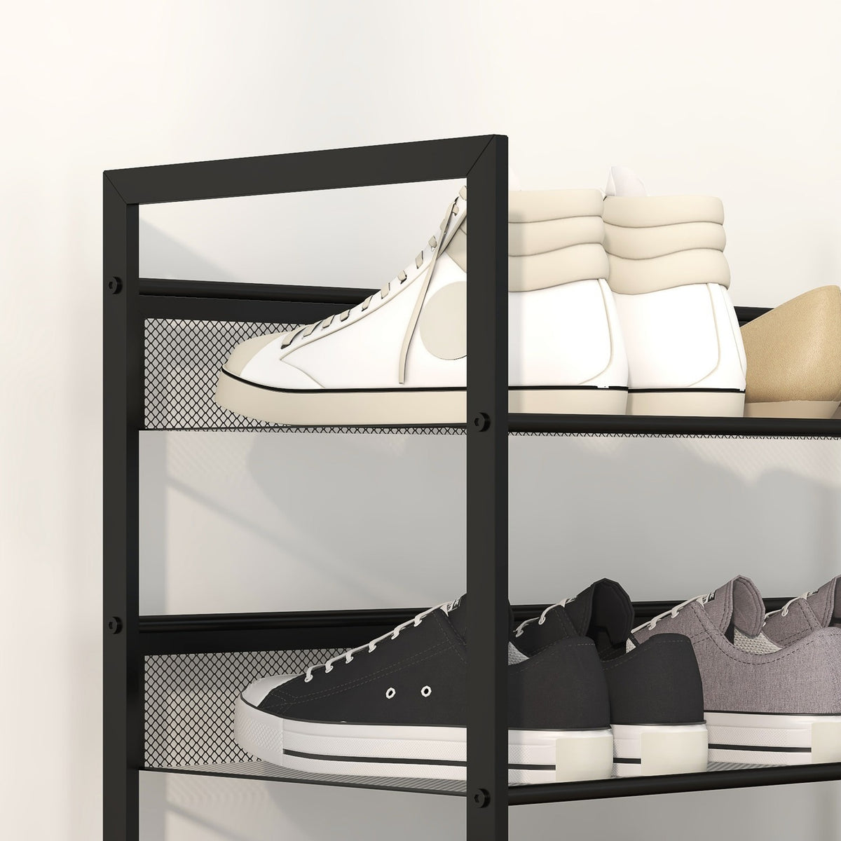 Shoe Rack, Shoe Stand With 5 Levels, Shoe Rack For Max. 15 Pairs Of Shoes, Shoe Organizer With Handle For Entrance, Bedroom, Steel, 72 X 30 X 102 Cm, Black