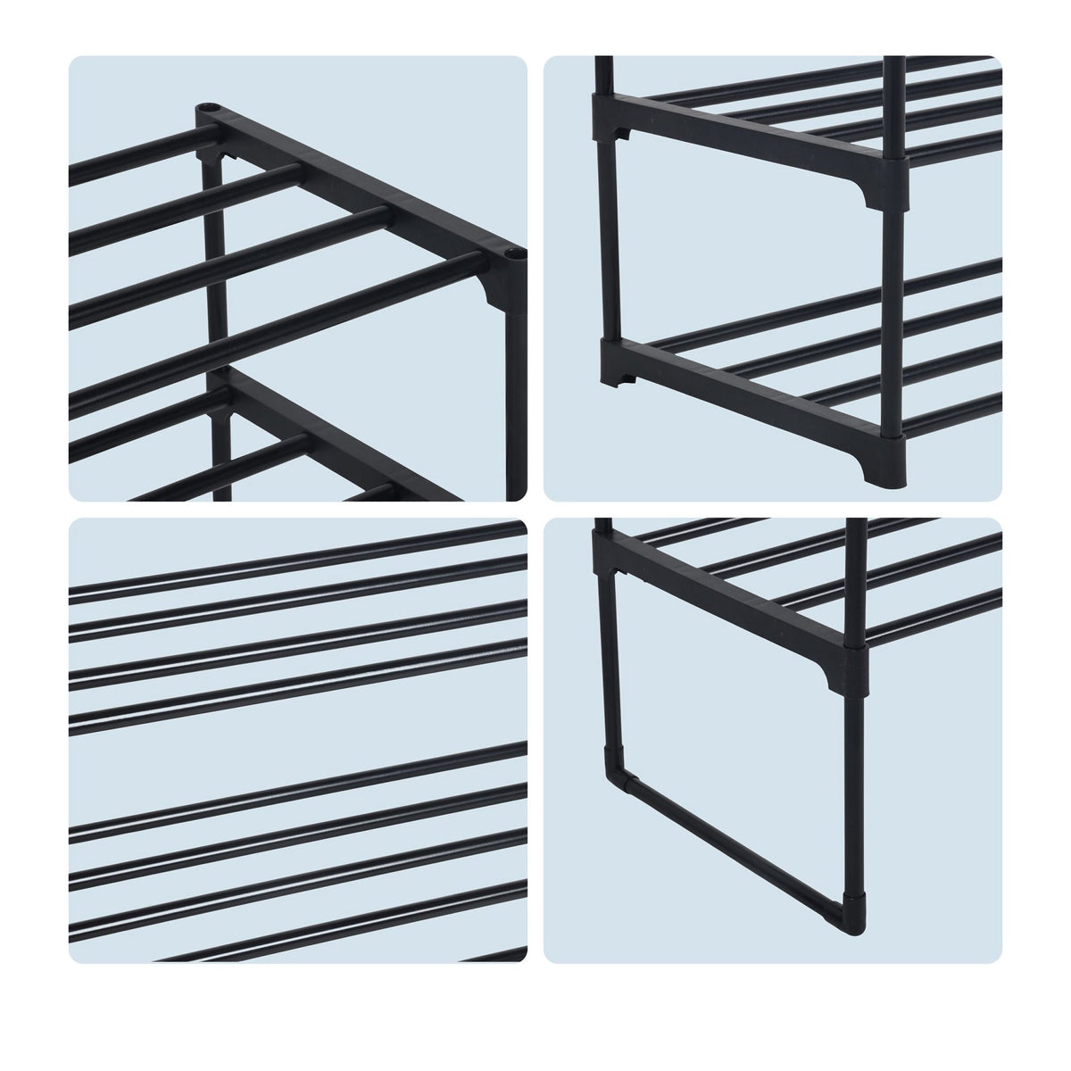 Shoe Rack, Slim Metal, Tool-Free Snap-Fit Assembly