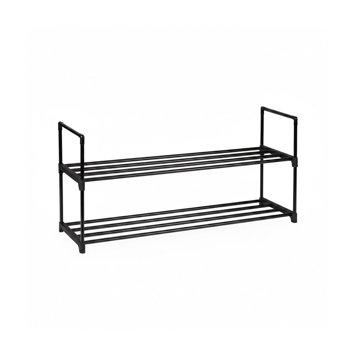 Shoe Rack, Stackable Metal Frame With Plastic Tiers