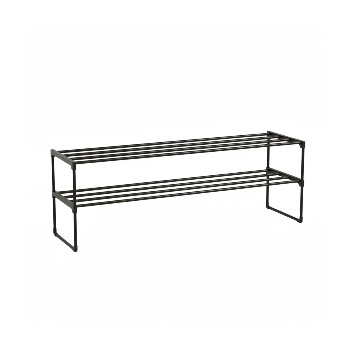 Shoe Rack, Stackable Metal Frame With Plastic Tiers