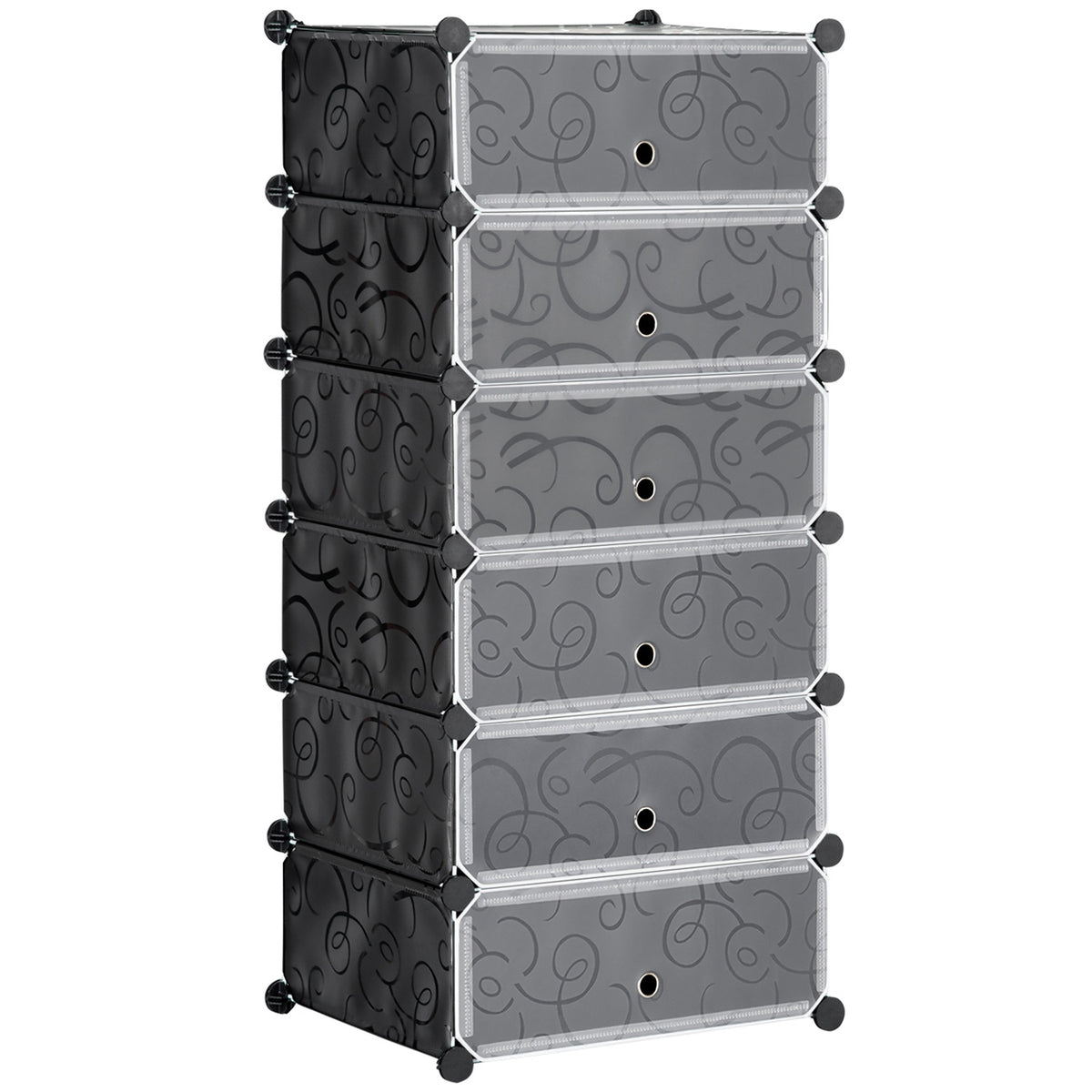 Shoe Rack Storage Box Diy Shelf For 6 Pairs Of Shoes, Plastic/Steel, Black+White, 49X36.5X108Cm