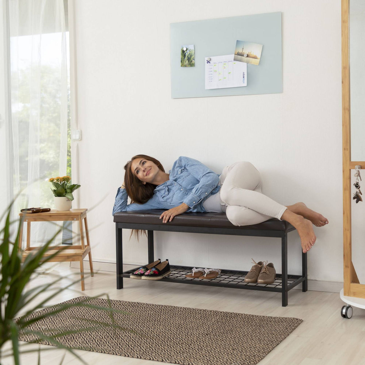 Shoe bench XXL with cushion