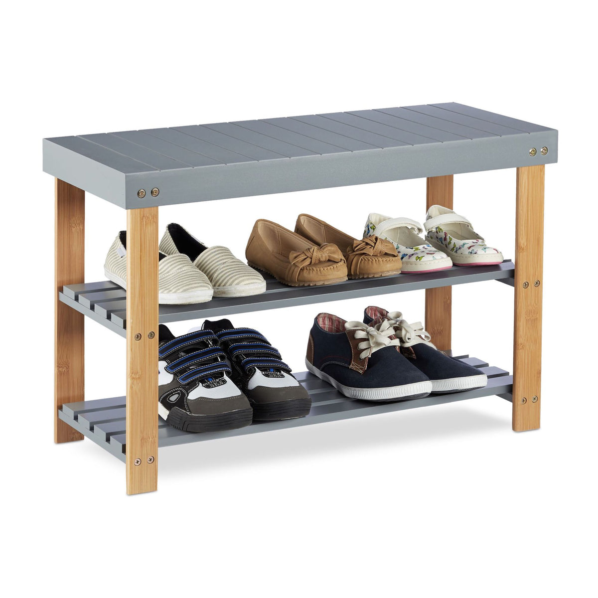 Shoe bench in bamboo gray