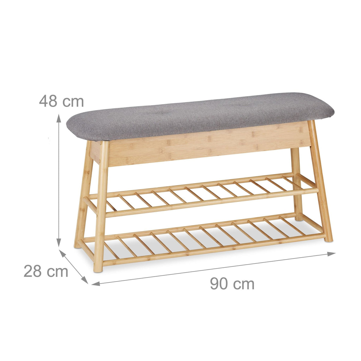 Shoe bench with seat and storage space