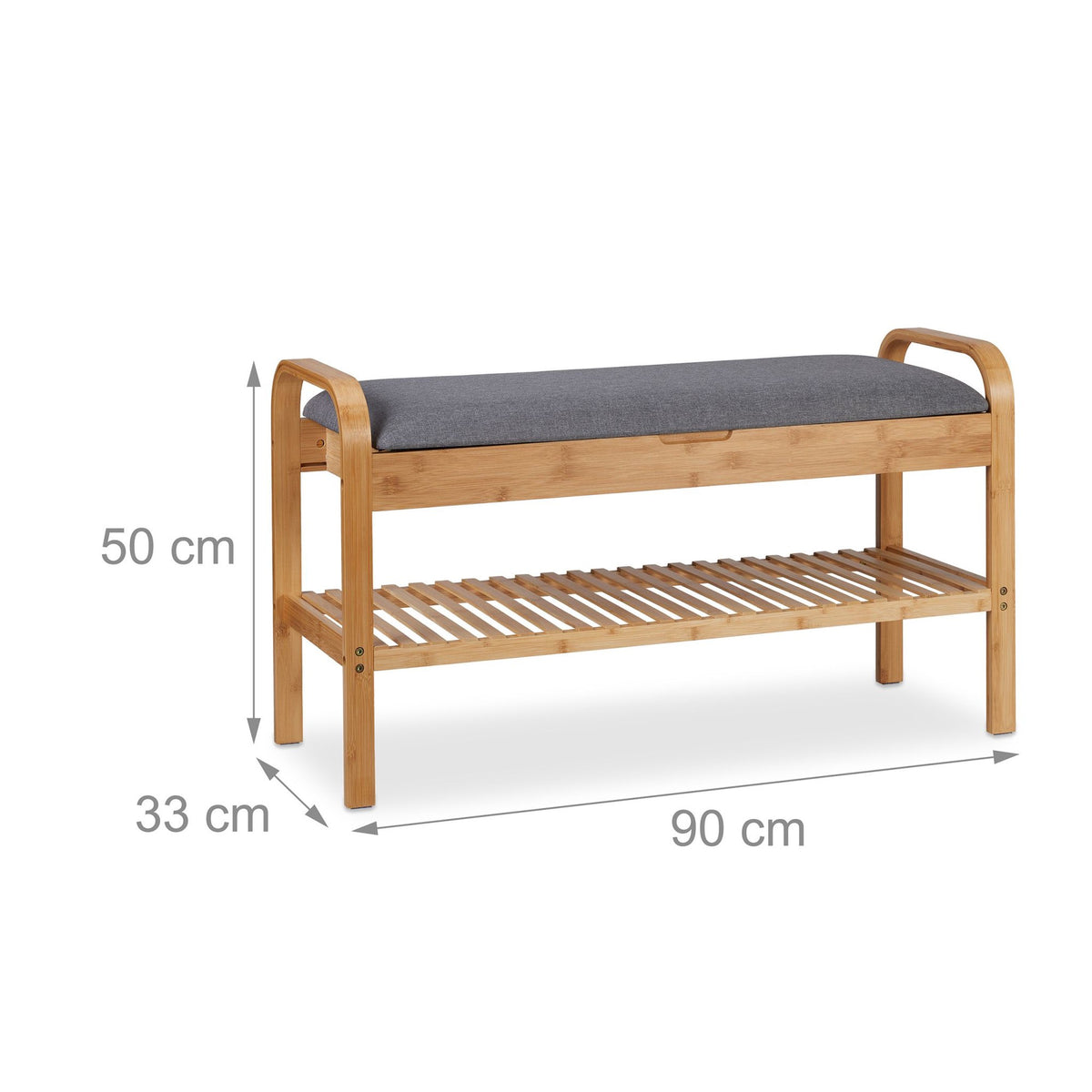 Shoe bench with upholstered seat