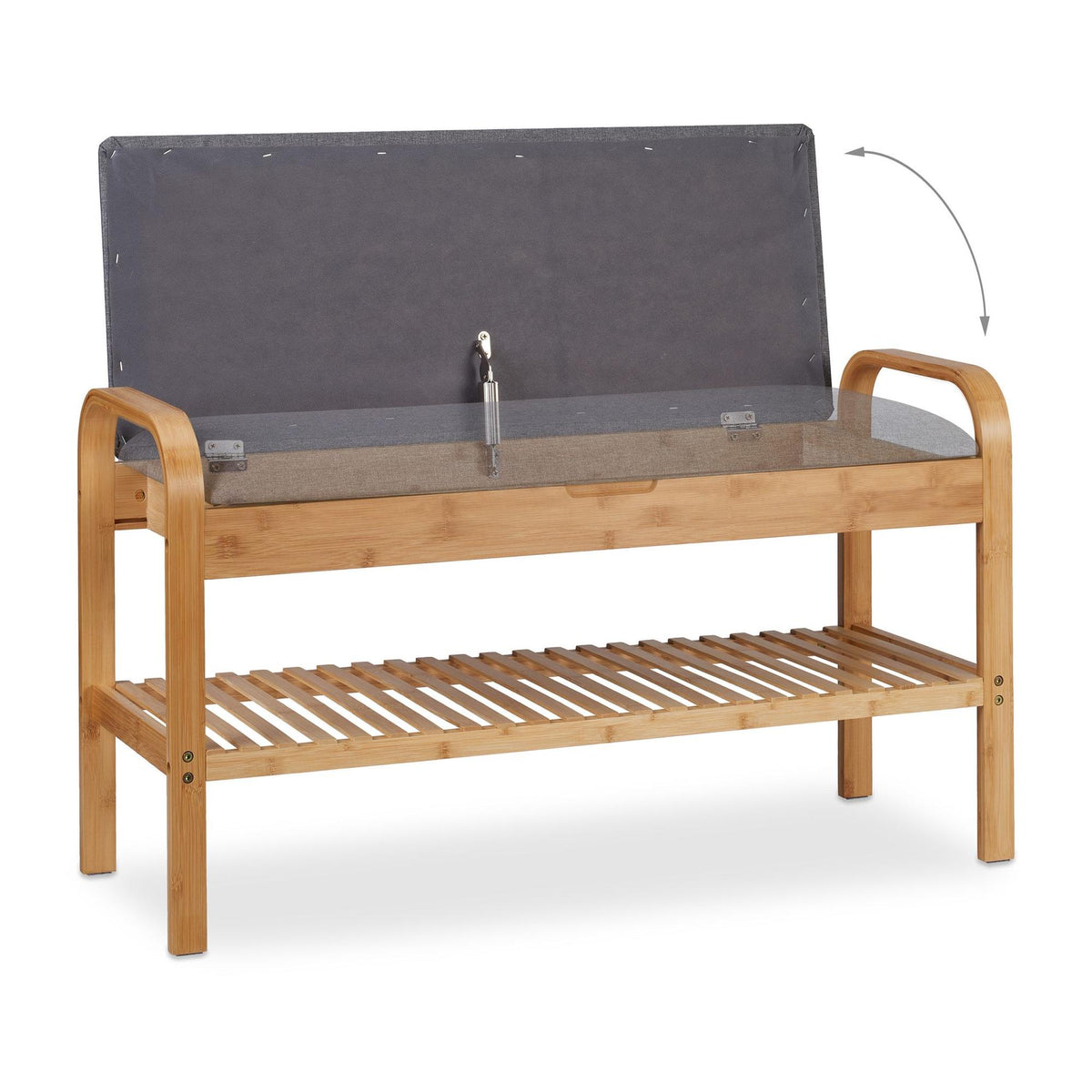 Shoe bench with upholstered seat