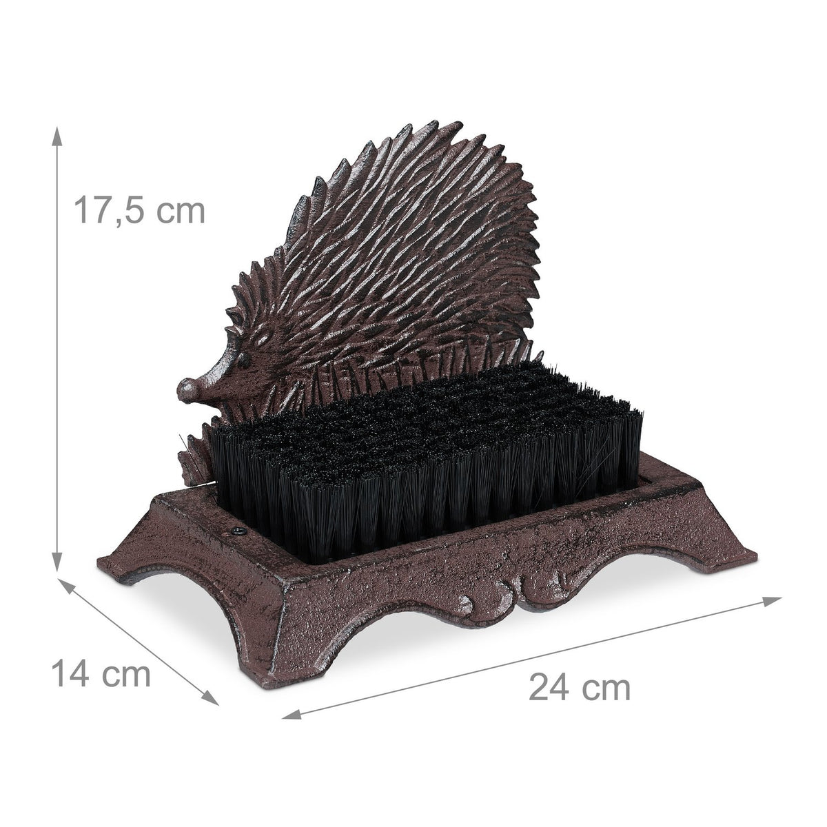 Shoe brush in cast iron with animal motifs