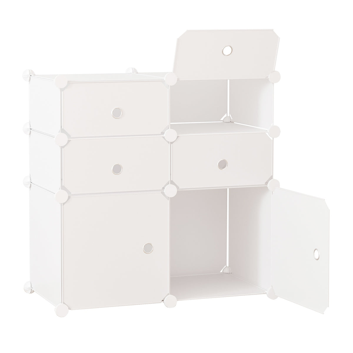Shoe cabinet shelf with storage boxes, wardrobe made of plastic and steel, white, 75x37x73cm