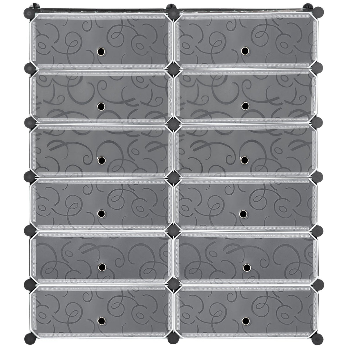 Shoe cabinet with 12 compartments, modular shelf for 12 pairs of shoes, DIY plug-in shelf, shoe storage for hallway, black, 49 x 37 x 108 cm