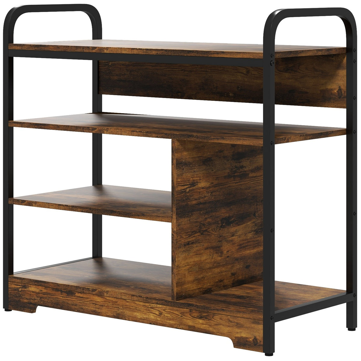Shoe rack, shoe stand, 4 levels with handle for max. 11 pairs of shoes, shoe rack for entrance, hallway, 70 x 30 x 65 cm, rustic brown