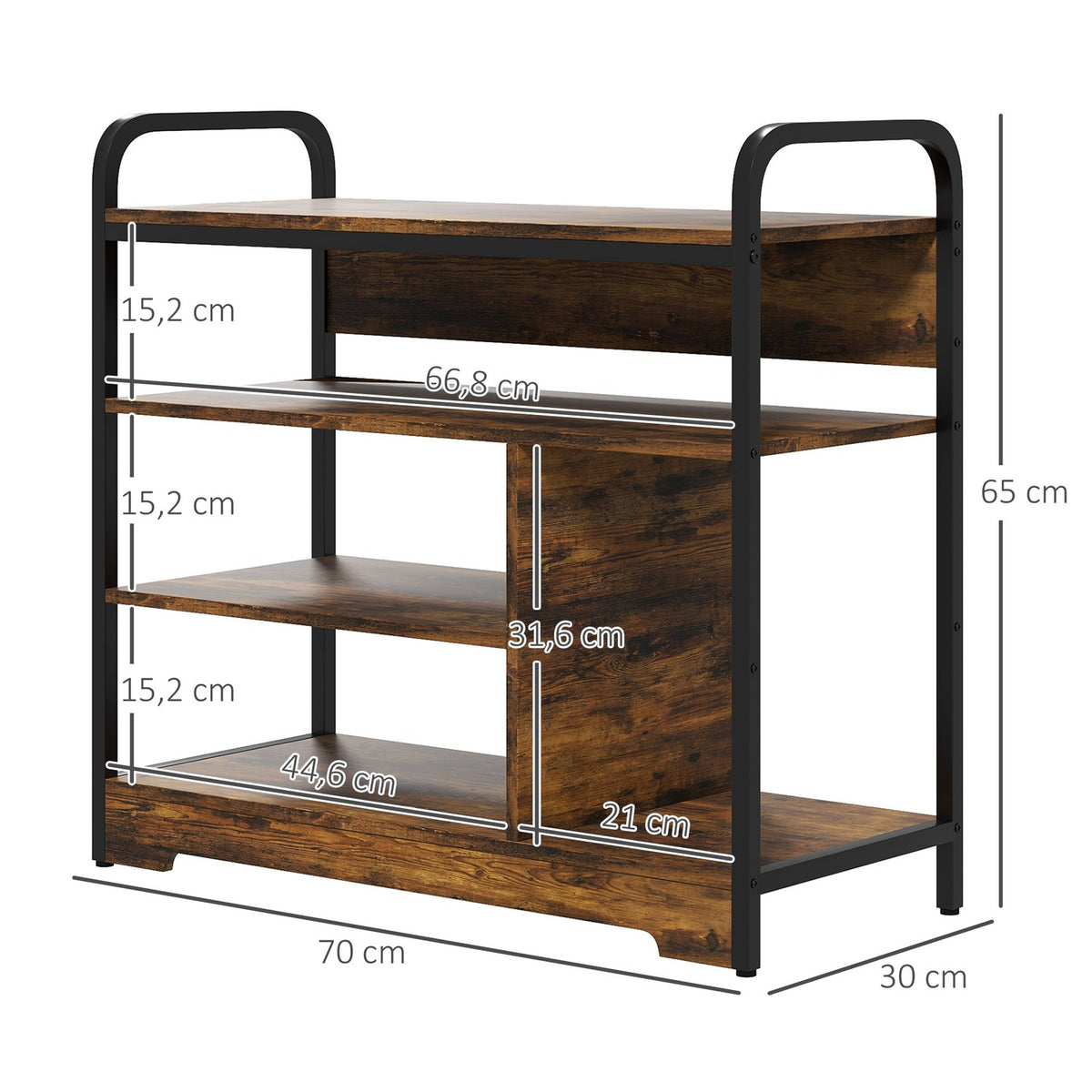 Shoe rack, shoe stand, 4 levels with handle for max. 11 pairs of shoes, shoe rack for entrance, hallway, 70 x 30 x 65 cm, rustic brown