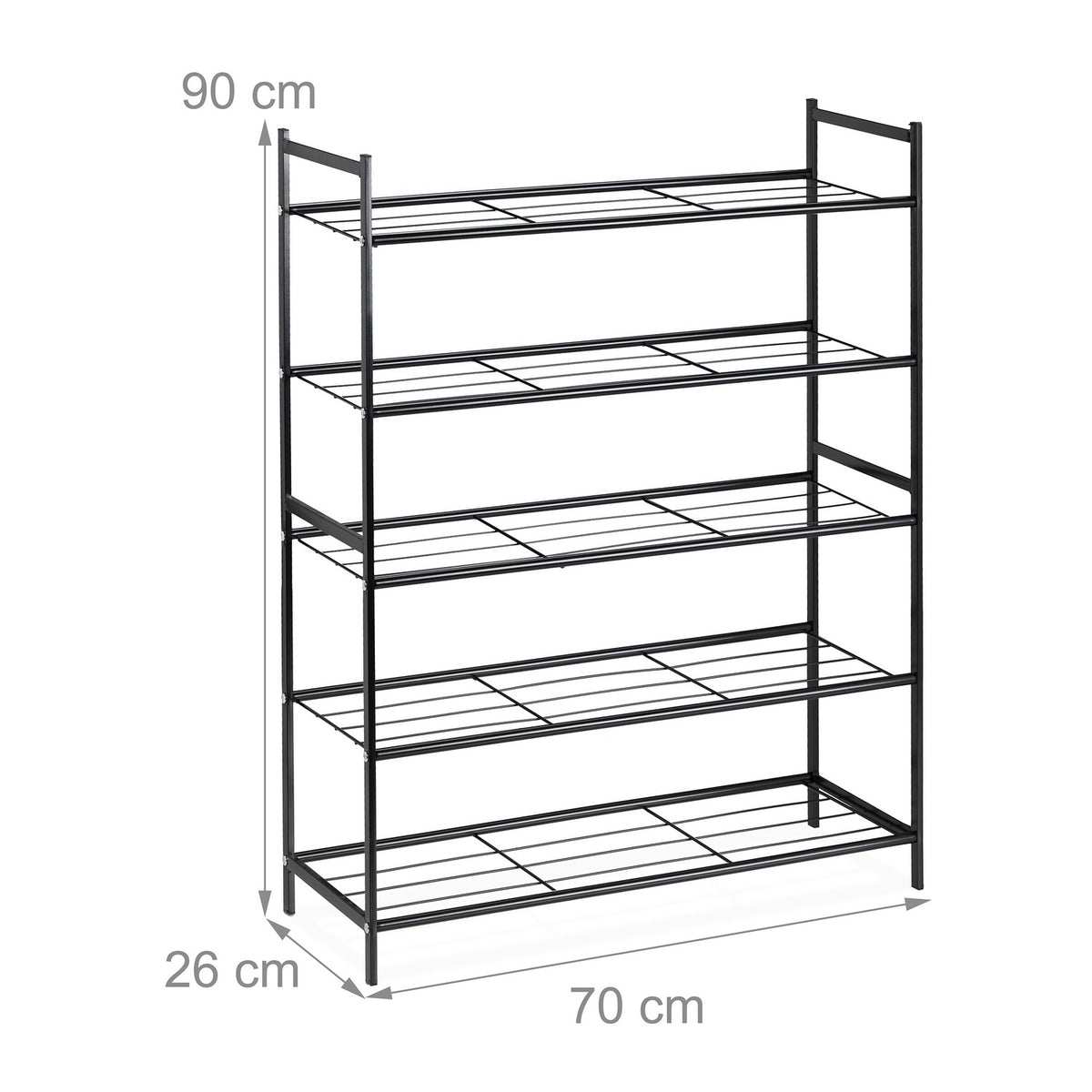 Shoe shelf in metal with 5 shelves