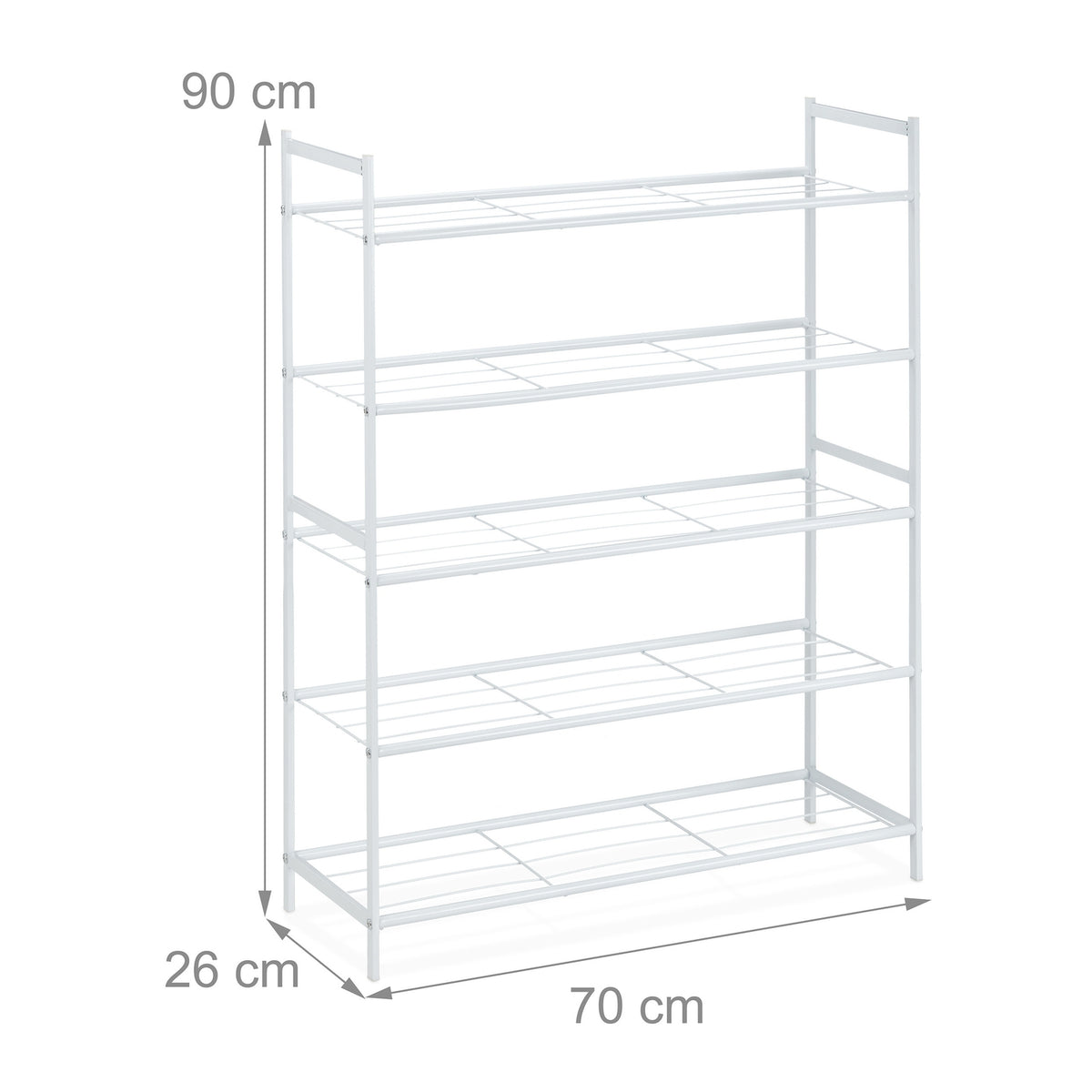 Shoe shelf in metal with 5 shelves